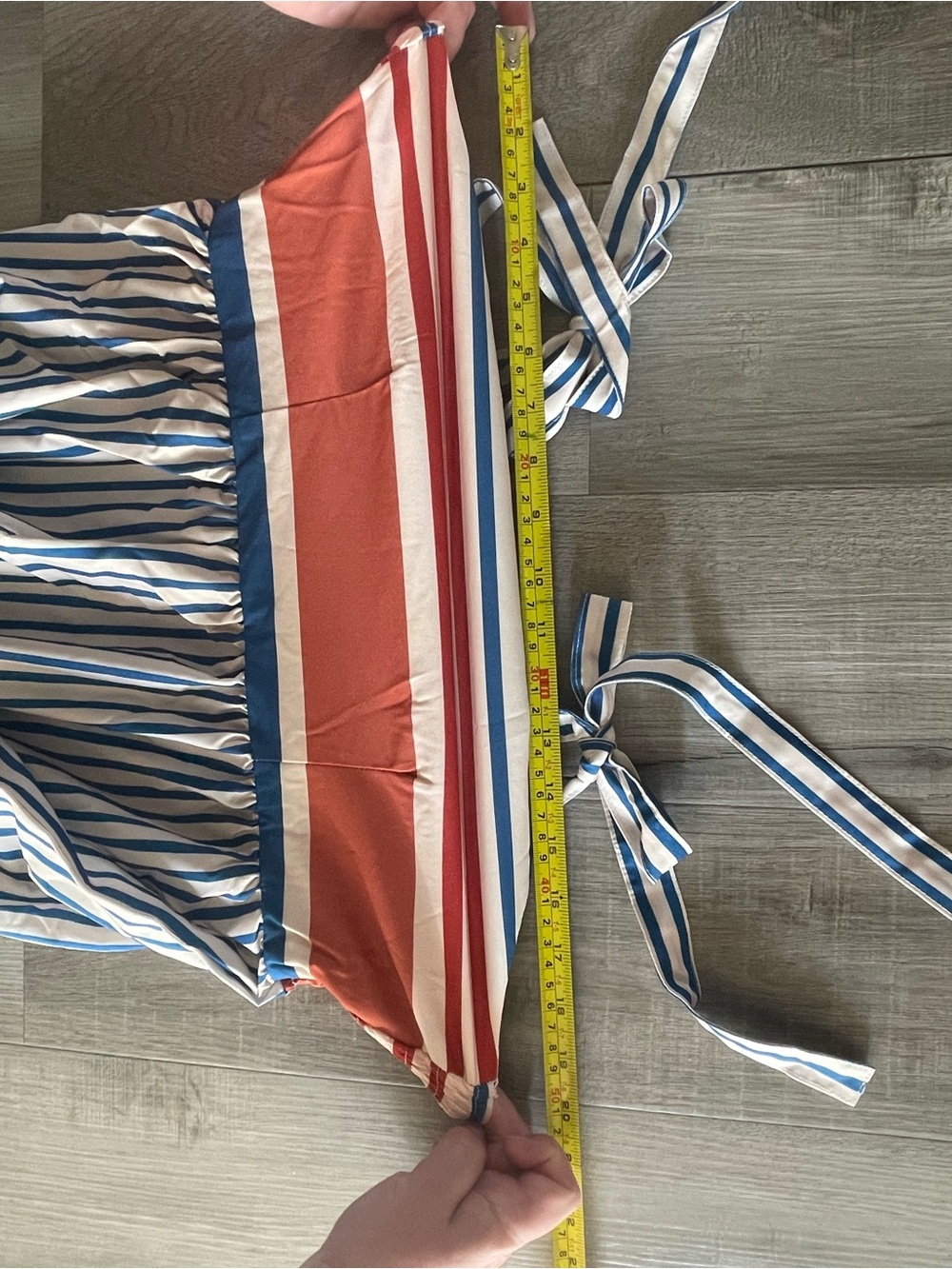 Women's Blue and Cream Striped Maxi Dress with Tie Straps - Picture 8 of 8